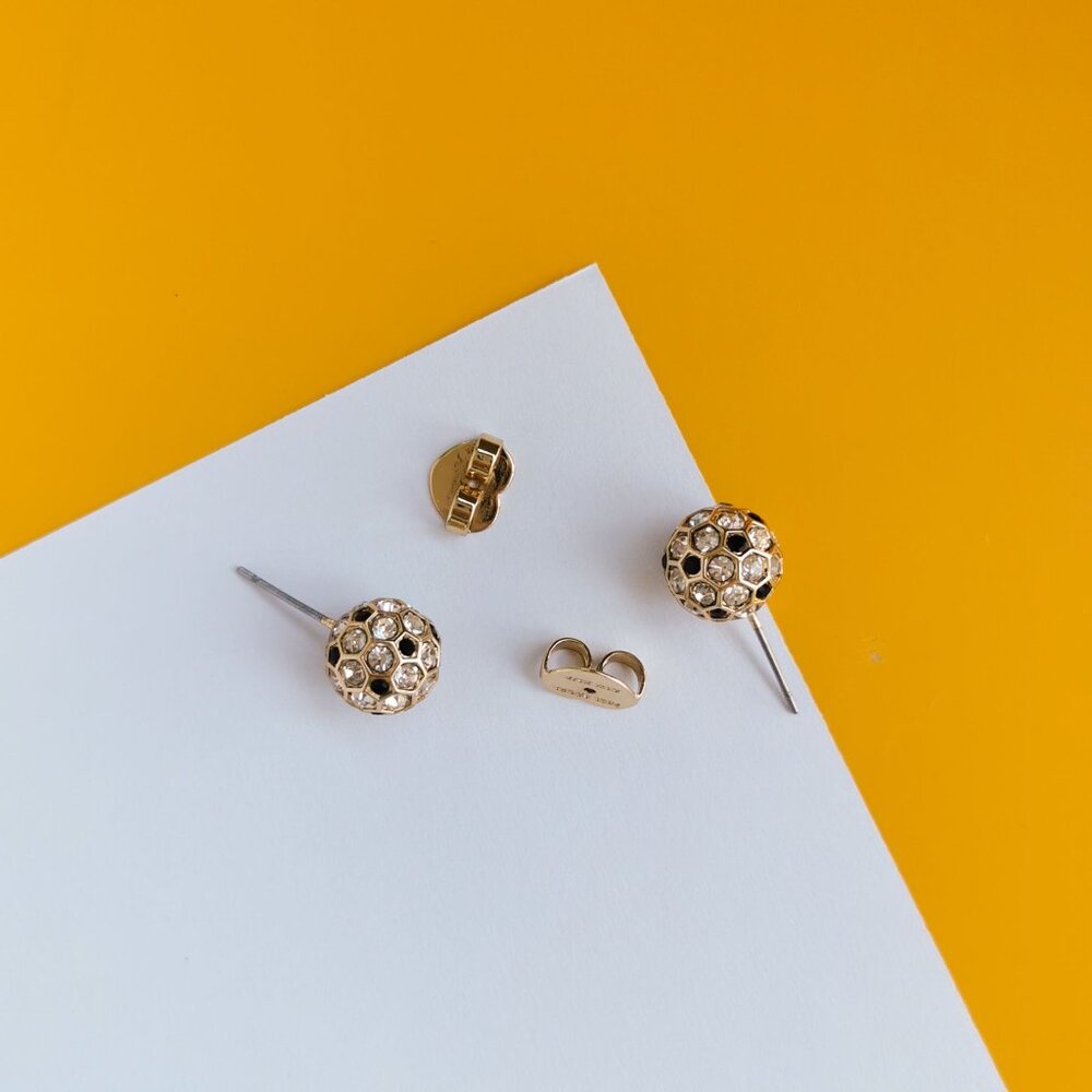 On The Ball Gold Black Multi Stud Earrings by Kate Spade - Picture 4 of 4